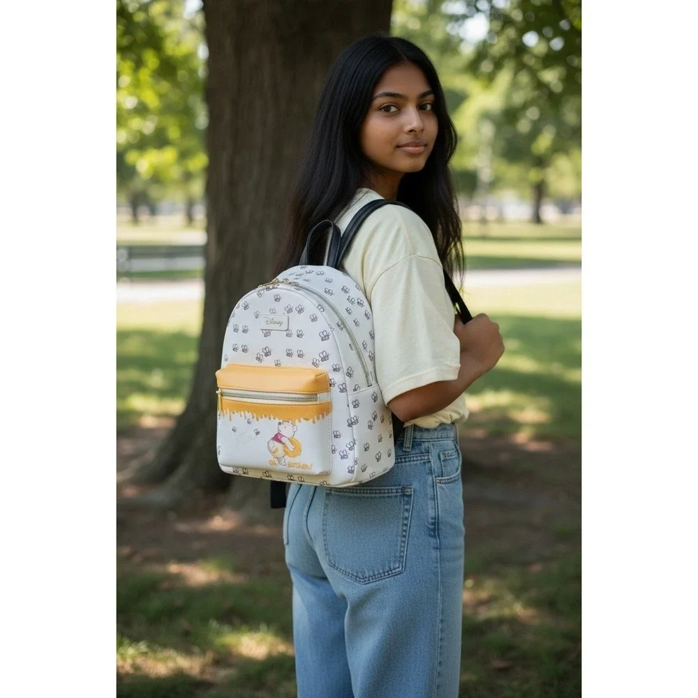 Disney Loungefly Winnie the Pooh Oh Bother Bee Honey Mini Backpack White Yellow